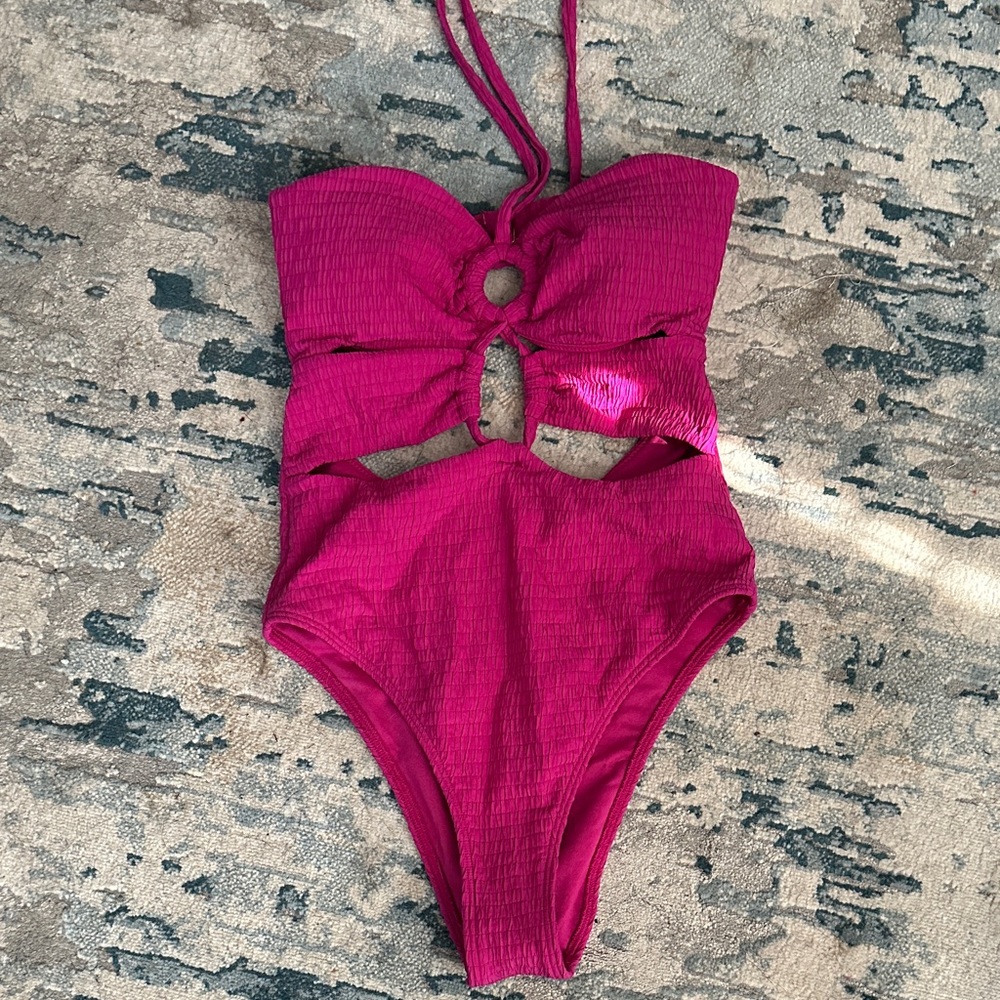 Abercrombie & Fitch Fuchsia Cutout One-Piece Swimsuit